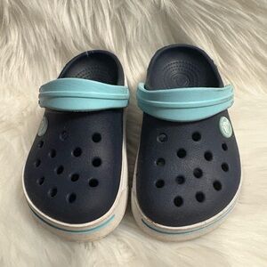 CROCS Kids Navy Blue and Aqua Water Clogs